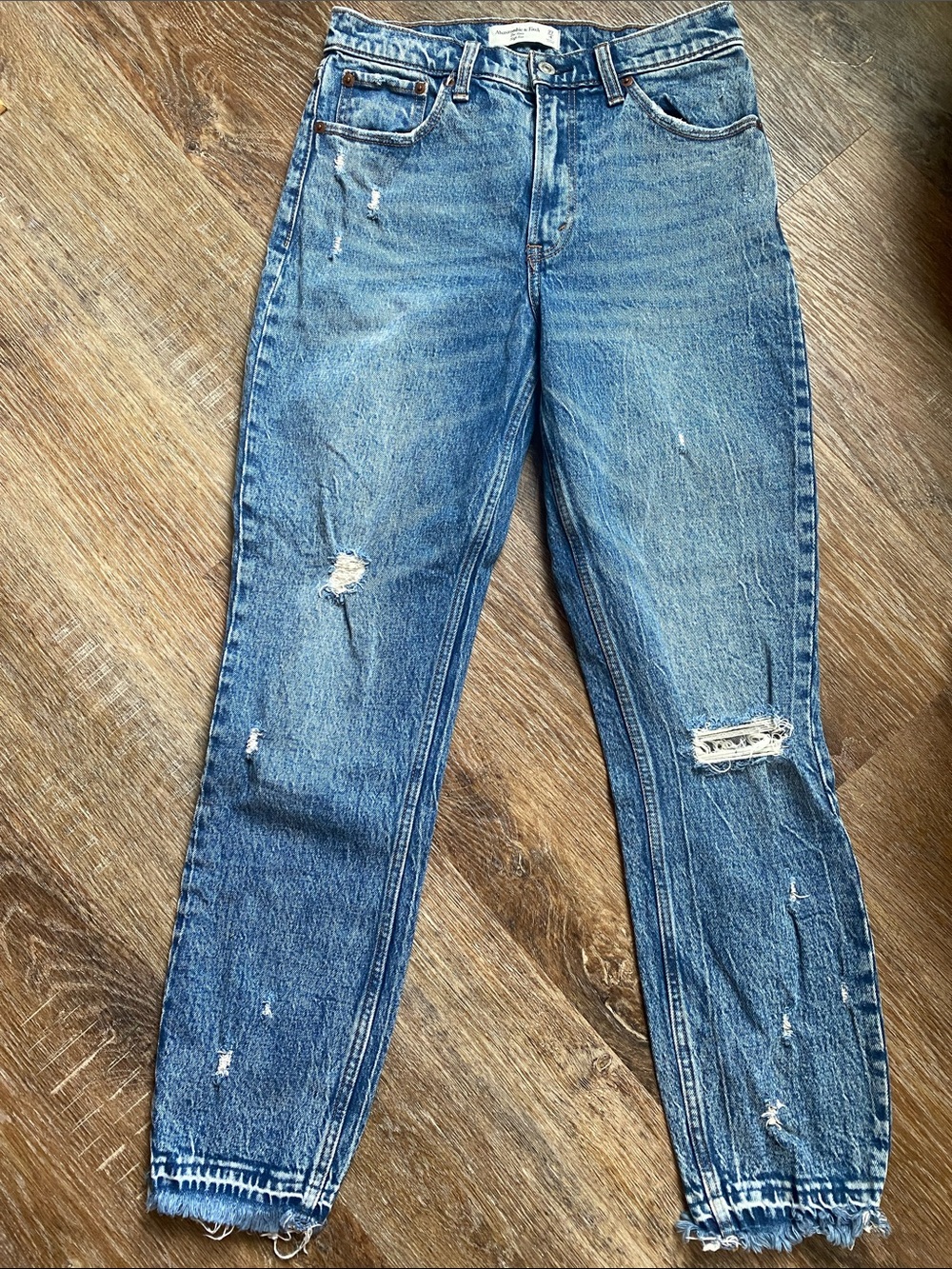 Abercrombie & Fitch Distressed Light Blue Boyfriend Jeans